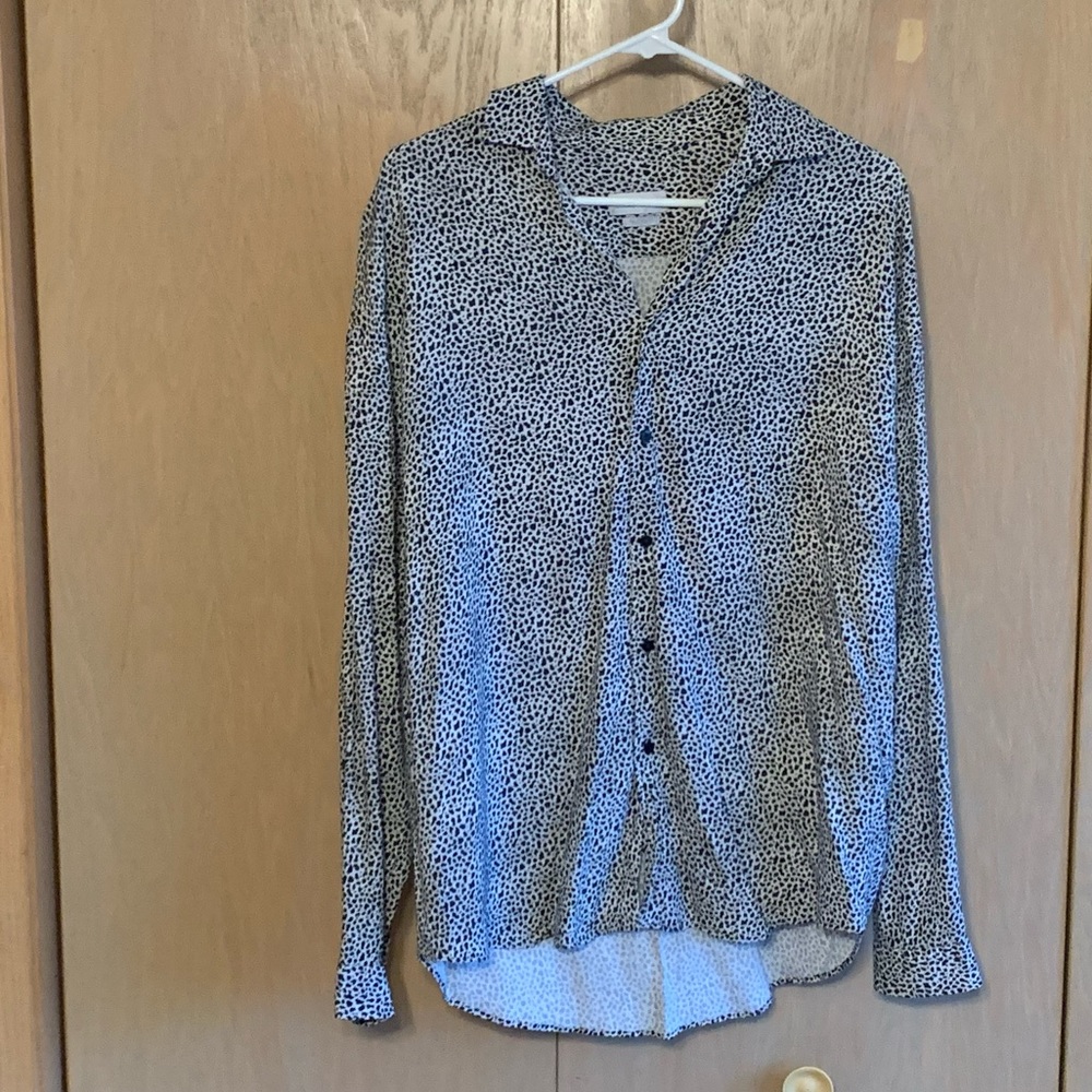 Leopard print long sleeve button up